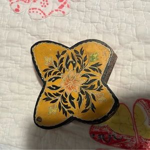 Vintage wooden jewelry box. Butterfly shaped.